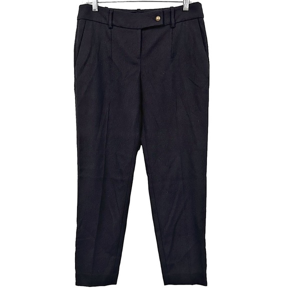LOFT Black Cropped Trousers Textured Twill w French Fly & Ankle Zip Sz 2 NWT - Picture 1 of 8